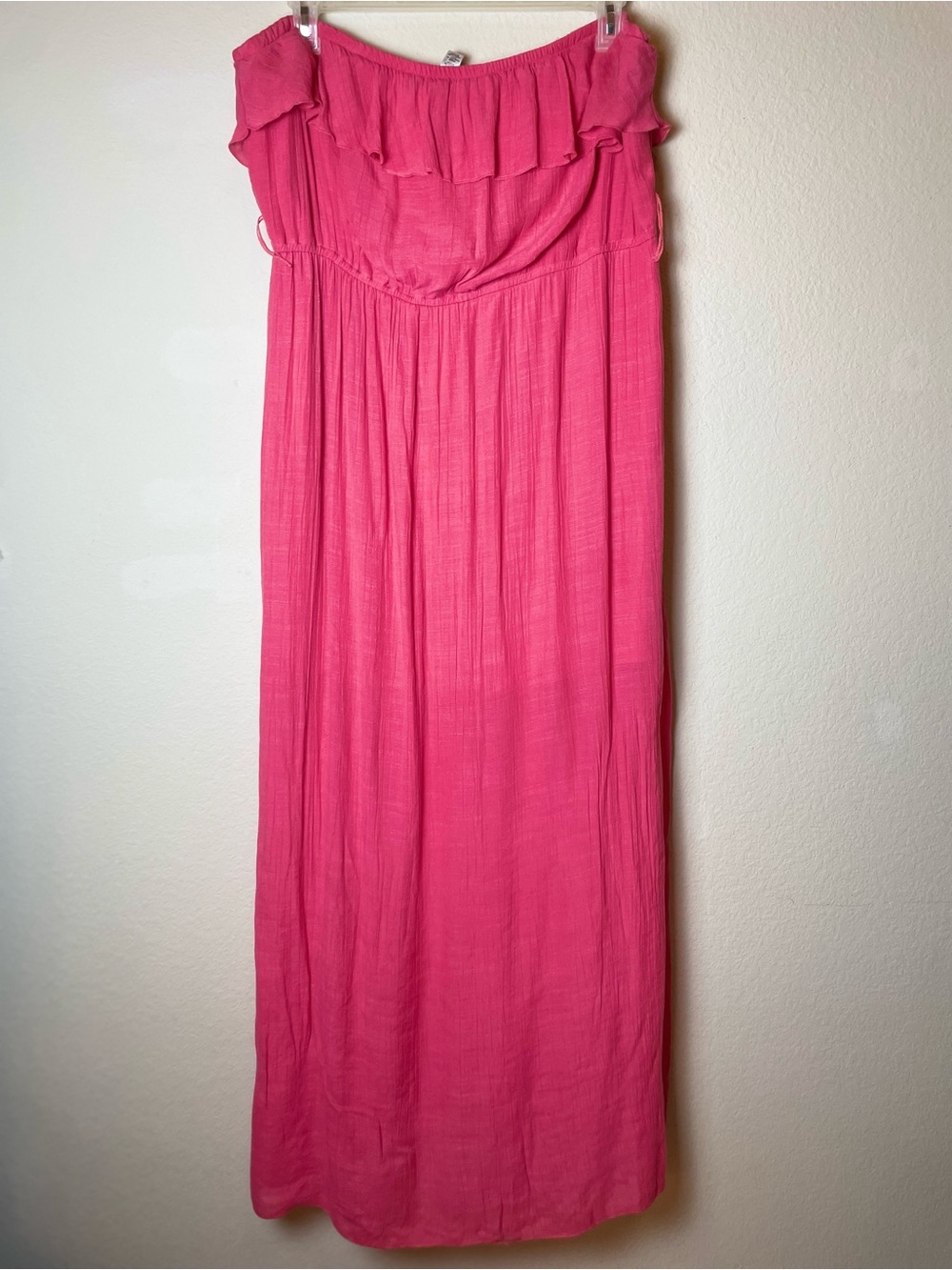 Pink Strapless Maxi Dress with Ruffle Detail | Flowy Summer Dress | Size 2X - Picture 5 of 11